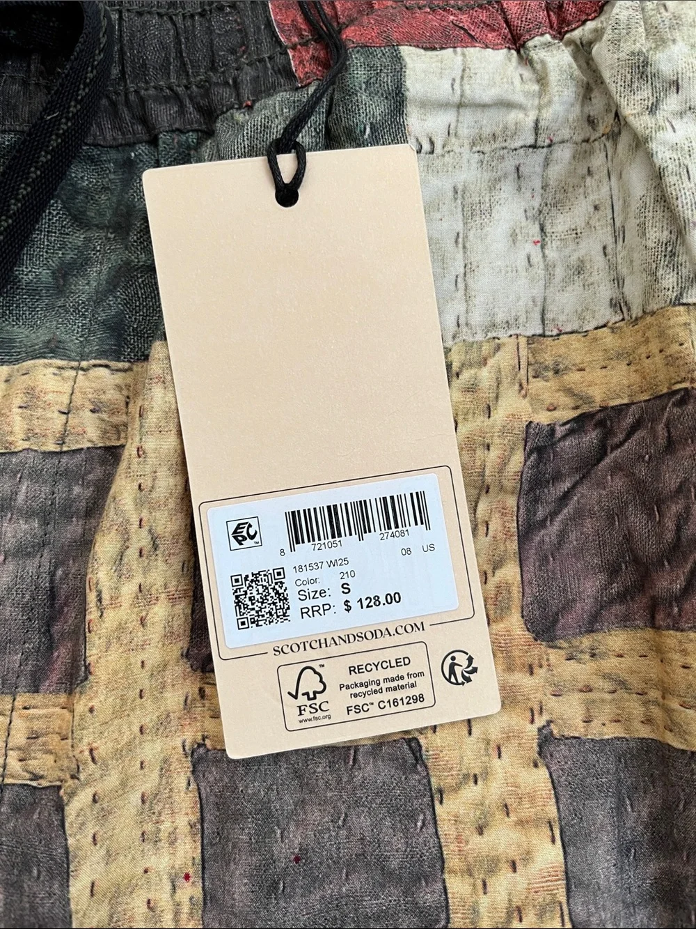 New! SCOTCH & SODA Men's S Printed Loose Fit Board Shorts Pockets Bermuda Dutch